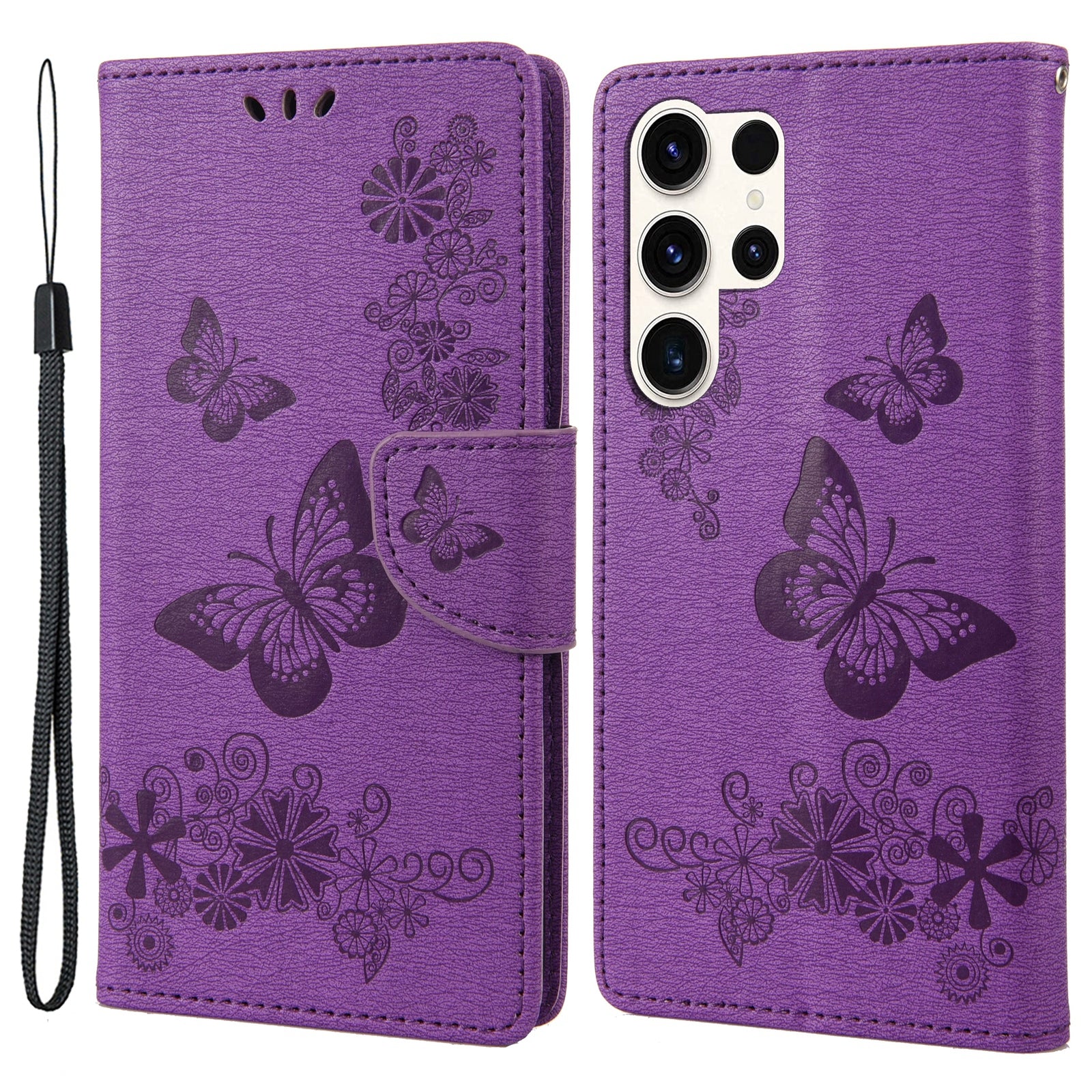 Anti-drop Phone Cover for Samsung Galaxy S23 Ultra PU Leather Phone Case Wallet Butterflies Flower Imprinting Shell with Stand Anti-drop Phone Cover for Samsung Galaxy S23 Ultra PU Leather Phone Case Wallet Butterflies Flower Imprinting Shell with Stand